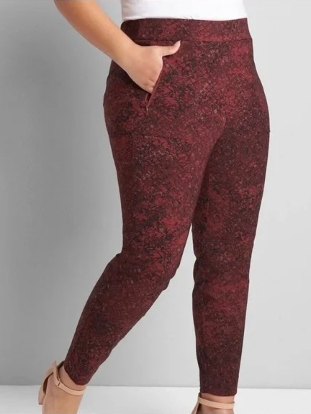 Lane Bryant Y2K Snakeskin Print Ponte Pants Career Chic Pull On 16 Stretch E69